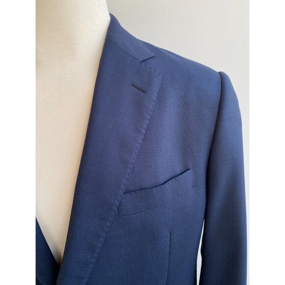 J. Hilburn Vitale Barberis Canonico Wool Blue Jacket Blazer Bespoke 44R - Picture 2 of 12